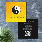 Eenvoudige Yin Yang Gold Holistic Healer QR-code Vierkante Visitekaartje