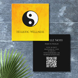 Eenvoudige Yin Yang Gold Holistic Healer QR-code Vierkante Visitekaartje