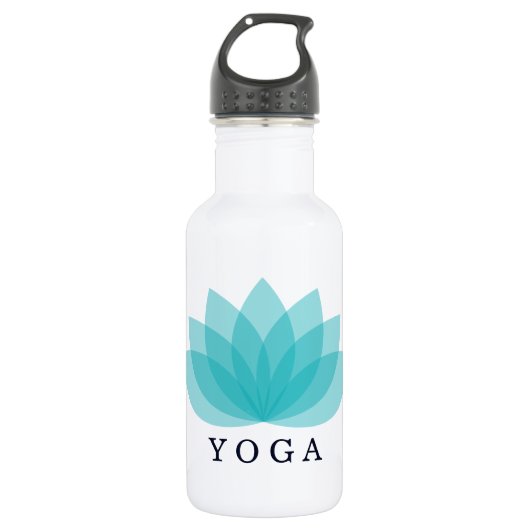Eenvoudige Yoga Blue Lotus Waterfles (Voorkant)