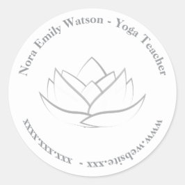 Eenvoudige Yoga Docent Sjabloon Grey Lotus Flower Ronde Sticker
