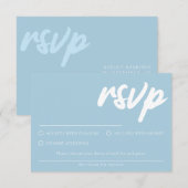Eenvoudige zachte blauwe RSVP kaart met maaltijdke (Voorkant / Achterkant)