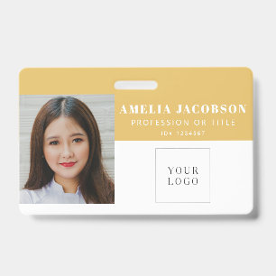 Eenvoudige zachte gele personeelsfoto ID-logo stre Badge
