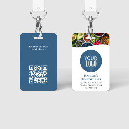 Eenvoudige Zakelijk Logo Foto QR Code Blauw Badge
