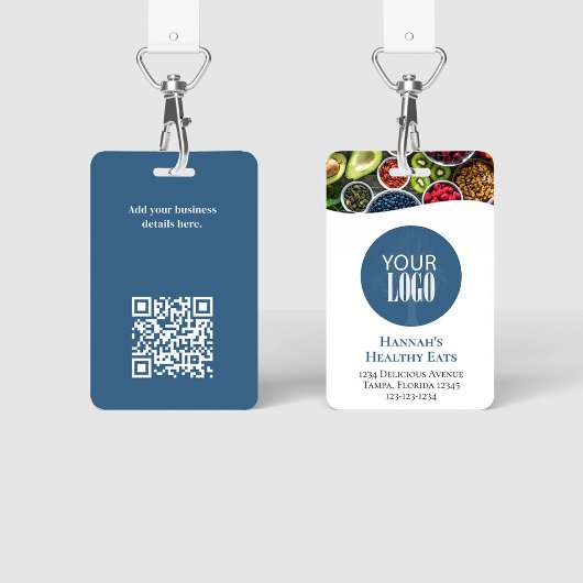 Eenvoudige Zakelijk Logo Foto QR Code Blauw Badge