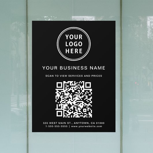Eenvoudige Zakelijk Logo QR Code Zwart Raamsticker