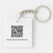 Eenvoudige Zakelijke Foto QR-code Groen Sleutelhanger (Achterkant)