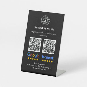 Eenvoudige Zakelijke Google & Facebook Reviews QR Reclamebord Met Voetstuk