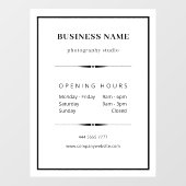 Eenvoudige Zakelijke Kantoor Zwart Wit Openingstij Raamsticker (Vel)