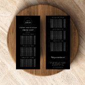 Eenvoudige Zakelijke Logo Dubbelzijdige Prijslijst Reclamekaart