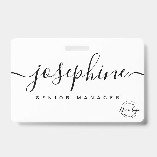 Eenvoudige zakelijke logo Elegant Custom scriptnaa Badge (Voorkant)