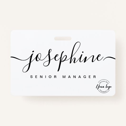 Eenvoudige zakelijke logo Elegant Custom scriptnaa Badge (Voorkant)
