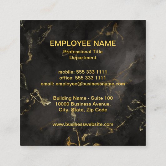 Eenvoudige zakelijke Logo, elegant zwart en goudma Vierkante Visitekaartje (Achterkant)