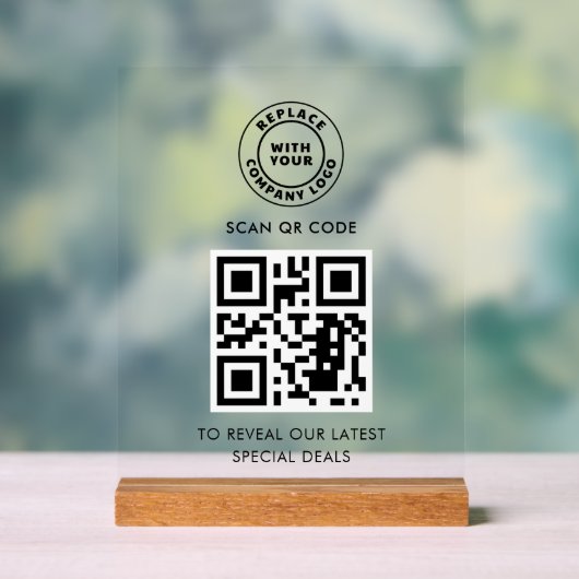 Eenvoudige Zakelijke Logo en QR Code Maatwerk Acryl Bord (Neutraal)