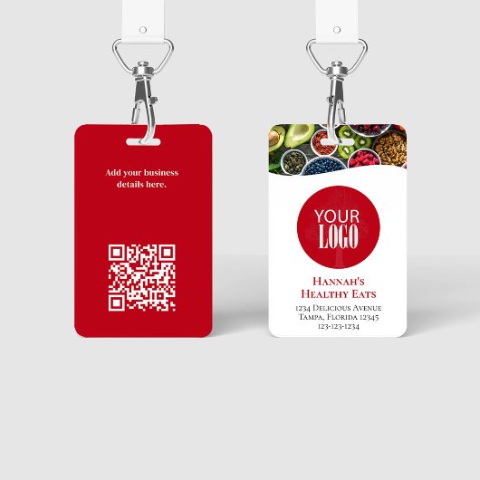 Eenvoudige zakelijke logo foto QR-code rood Badge