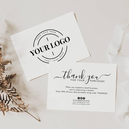 Eenvoudige zakelijke Logo Hartelijk dank voor uw b Bedankkaart