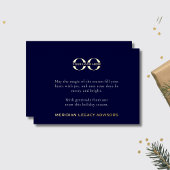 Eenvoudige Zakelijke Logo Navy Blauw en Goud Folie Feestdagenkaart