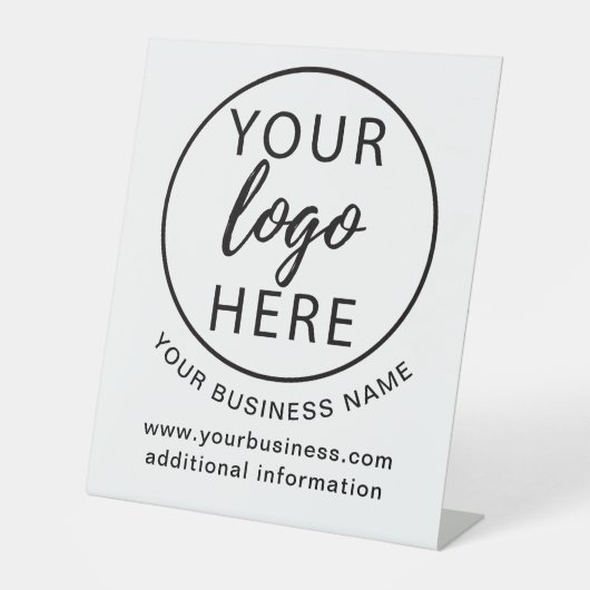 Eenvoudige zakelijke logo op maat reclamebord met voetstuk (Voorkant)