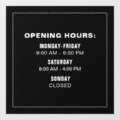 Eenvoudige Zakelijke Logo Openingstijden Sjabloon  Raamsticker (Vel)