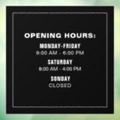 Eenvoudige Zakelijke Logo Openingstijden Sjabloon  Raamsticker (Vel 3)