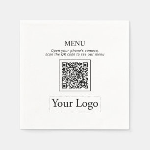 Eenvoudige Zakelijke Logo & QR-code Menu Servetten