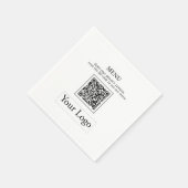 Eenvoudige Zakelijke Logo & QR-code Menu Servetten (Hoek)