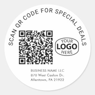 Eenvoudige Zakelijke Logo QR Code Typografie Aange Ronde Sticker
