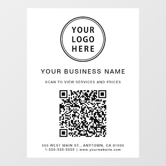 Eenvoudige Zakelijke Logo QR-code Wit Raamsticker (Vel)