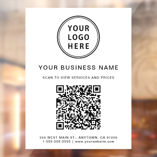 Eenvoudige Zakelijke Logo QR-code Wit Raamsticker (Vel 2)