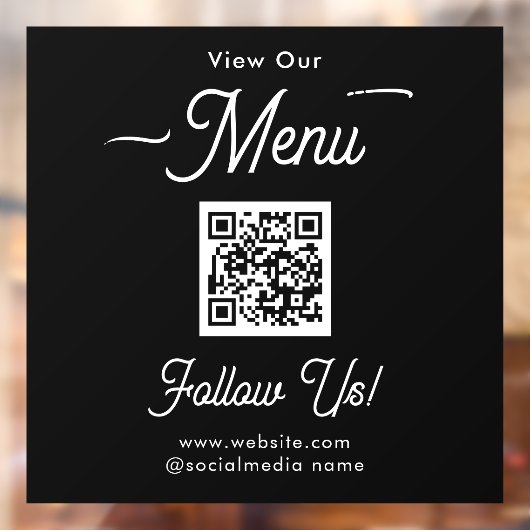 Eenvoudige Zakelijke Menu QR Code Raamsticker (Vel 2)
