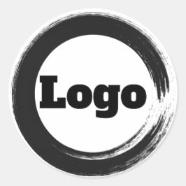 Eenvoudige Zakelijke Merkmarketing Wit Zwart Logo Ronde Sticker