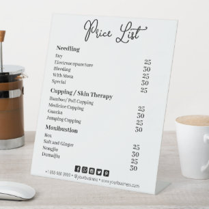 Eenvoudige zakelijke prijslijst reclamebord met voetstuk