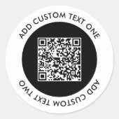 Eenvoudige Zakelijke QR-code Aangepaste tekst Ronde Sticker (Voorkant)