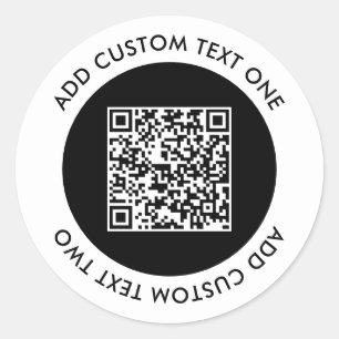 Eenvoudige Zakelijke QR-code Aangepaste tekst Ronde Sticker