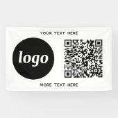 Eenvoudige zakelijke QR-code voor Logo en tekst Spandoek (Horizontaal)
