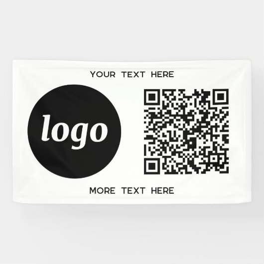 Eenvoudige zakelijke QR-code voor Logo en tekst Spandoek (Horizontaal)