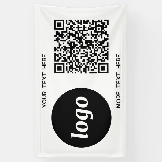 Eenvoudige zakelijke QR-code voor Logo en tekst Spandoek (Verticaal)