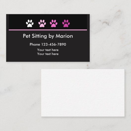 Eenvoudige zakelijke Trendy Pet Sitter-visitekaart Visitekaartje (Voorkant / Achterkant)