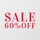 Eenvoudige zakelijke winkelkorting voor rood raamsticker (Vel)