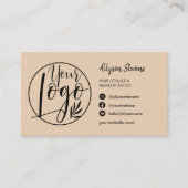 Eenvoudige zandzwarte haarmake-up foto logo qcode visitekaartje (Voorkant)