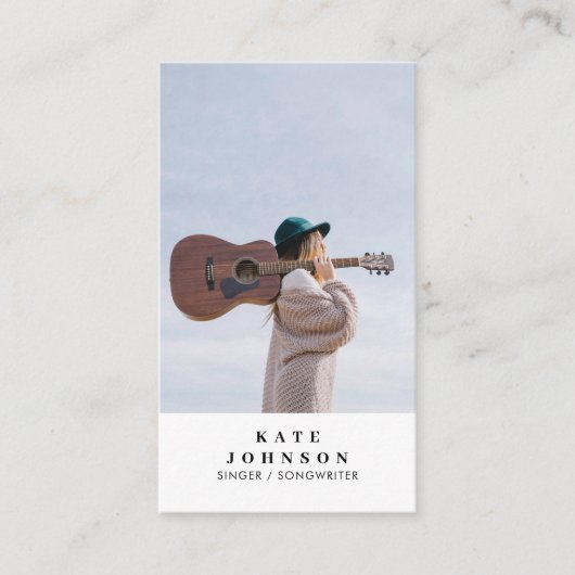 Eenvoudige zanger muzikant foto sociale media QR c Visitekaartje (Voorkant)