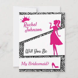 Eenvoudige Zebra, je wordt mijn bruidsmeisje Feestdagenkaart