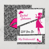 Eenvoudige Zebra, je wordt mijn bruidsmeisje Feestdagenkaart (Voorkant / Achterkant)
