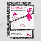 Eenvoudige Zebra met roze Details Vrijgezellenfees Kaart (Voorkant / Achterkant)