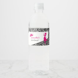 Eenvoudige Zebra met roze Details Vrijgezellenfees Waterfles Etiket