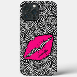 Eenvoudige Zebra met roze lippen gepersonaliseerd Case-Mate iPhone Case