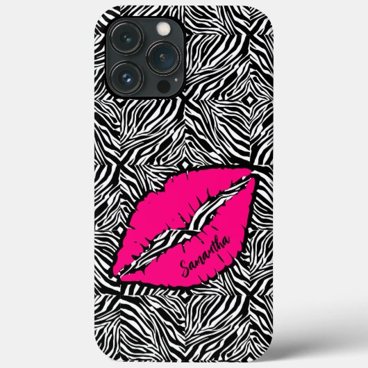 Eenvoudige Zebra met roze lippen gepersonaliseerd Case-Mate iPhone Case (Achterkant)