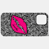Eenvoudige Zebra met roze lippen gepersonaliseerd Case-Mate iPhone Case (Achterkant (horizontaal))