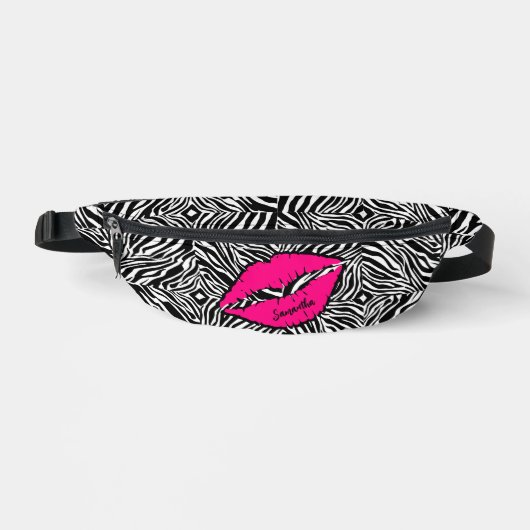 Eenvoudige Zebra met roze lippen gepersonaliseerd Heuptasje (Voorkant)