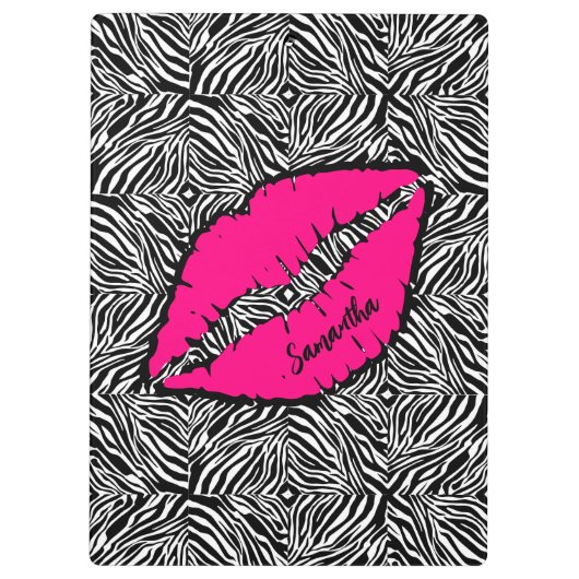 Eenvoudige Zebra met roze lippen gepersonaliseerd Klembord (Achterkant)
