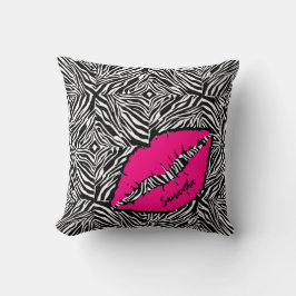 Eenvoudige Zebra met roze lippen gepersonaliseerd Kussen